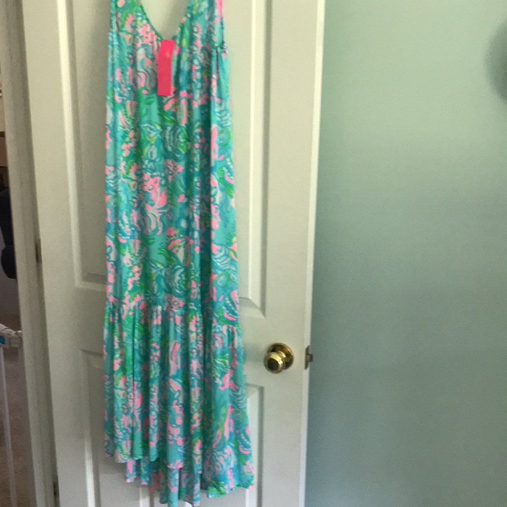 NWT Lilly Pulitzer XL Camellia Coverup in Aqua blue vista - Picture 1 of 10